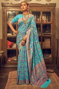 Pastel Kashmiri Weaving Banarasi Soft Silk Saree with Pure Zari Work  in Surat