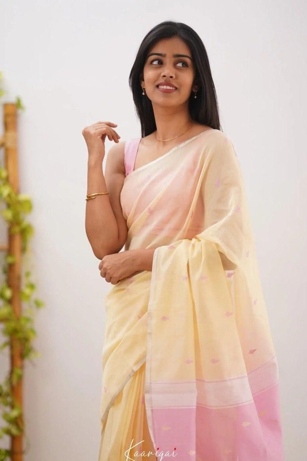 Pastel Linen-Look Soft Cotton Saree with Woven Buttis and Jacquard Border in Seven Shades  in Surat