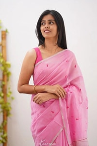 Pastel Linen-Look Soft Cotton Saree with Woven Buttis and Jacquard Border in Seven Shades  in Surat