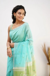 Pastel Linen-Look Soft Cotton Saree with Woven Buttis and Jacquard Border in Seven Shades  in Surat