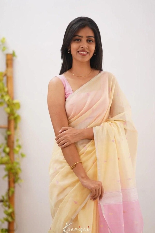 Pastel Linen-Look Soft Cotton Saree with Woven Buttis and Jacquard Border in Seven Shades  in Surat