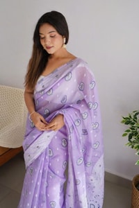 Pastel Soft Cotton Saree with Full Body Floral Weaving and White Jacquard Border  in Surat