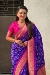 Patola Weave Banarasi Soft Silk Saree in Seven Contrast Colour Combinations with Zari Border  in Surat