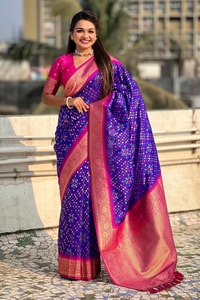 Patola Weave Banarasi Soft Silk Saree in Seven Contrast Colour Combinations with Zari Border  in Surat