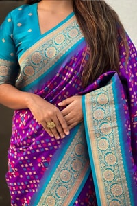 Patola Weave Banarasi Soft Silk Saree in Seven Contrast Colour Combinations with Zari Border  in Surat