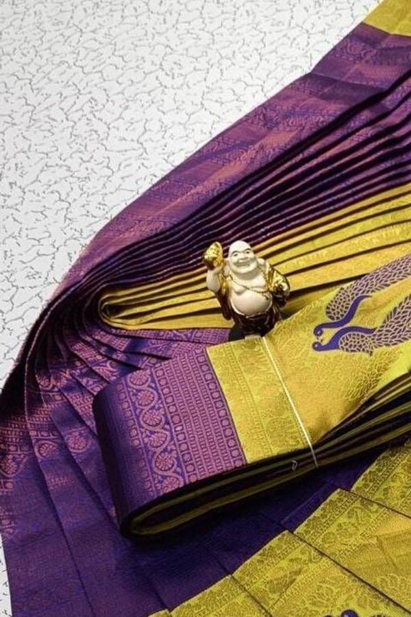 Peacock Pallu Banarasi Soft Silk Saree with Peacock Feather Buttas in Eleven Colourways  in Surat