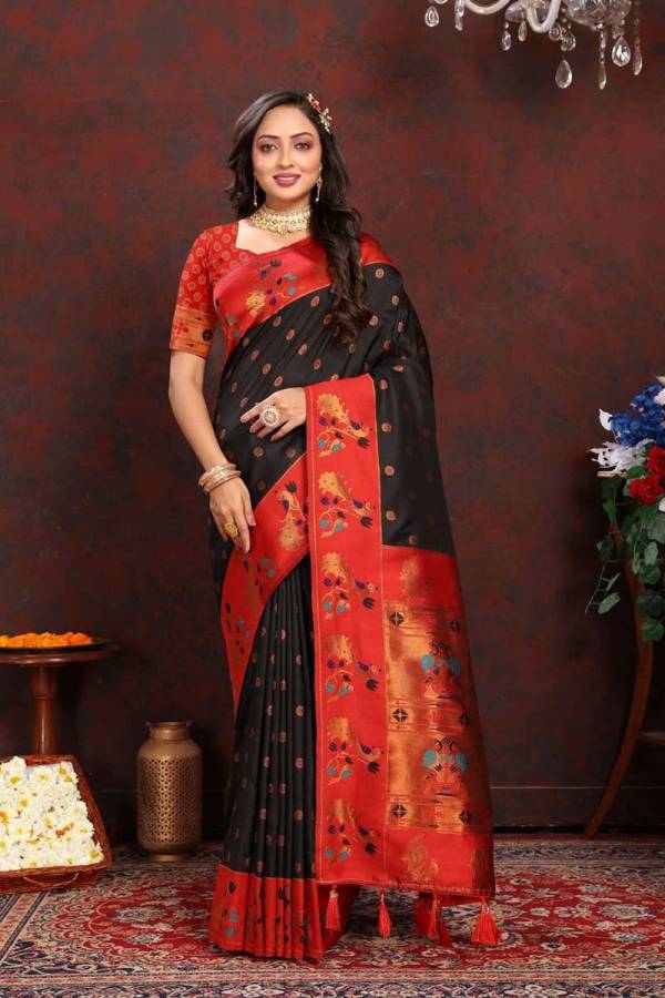 Peacock Perfection Turning Peacock Meenakari Border on Luxurious Pethani Silk Design Saree  in Surat
