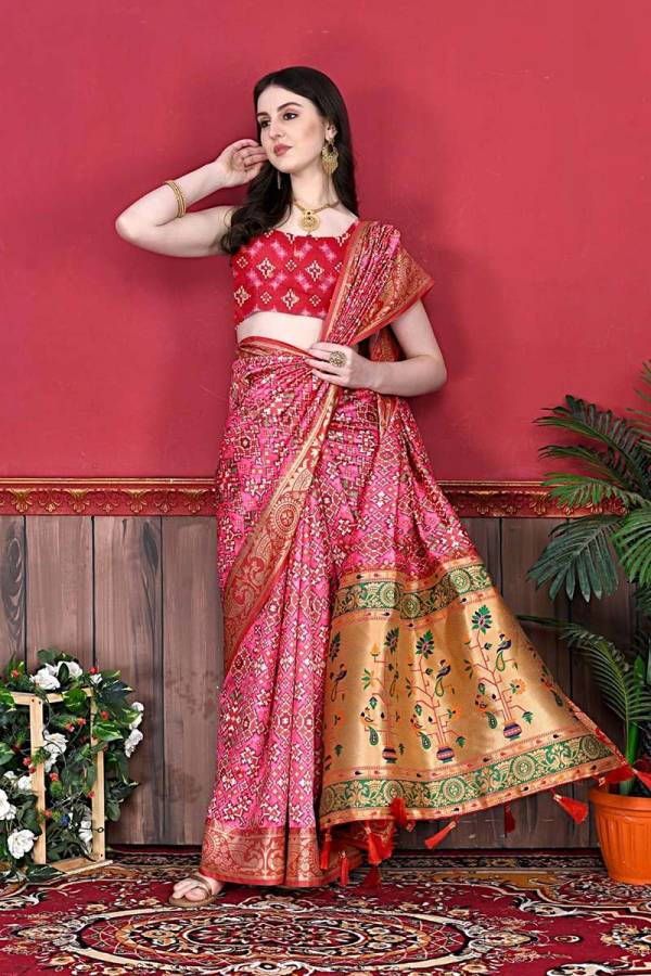 Peacock Splendor Soft Pethani Silk Saree with Digital Print Zari Weaving and Rich Pallu  in Surat