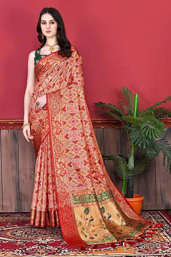 Peacock Splendor Soft Pethani Silk Saree with Digital Print Zari Weaving and Rich Pallu  in Surat