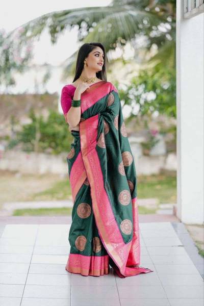 Peacock Splendor desing saree & Rich Pallu with Pink Heavy Border Saree in Surat