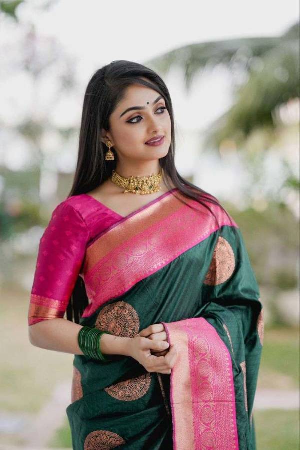Peacock Splendor desing saree & Rich Pallu with Pink Heavy Border Saree  in Surat