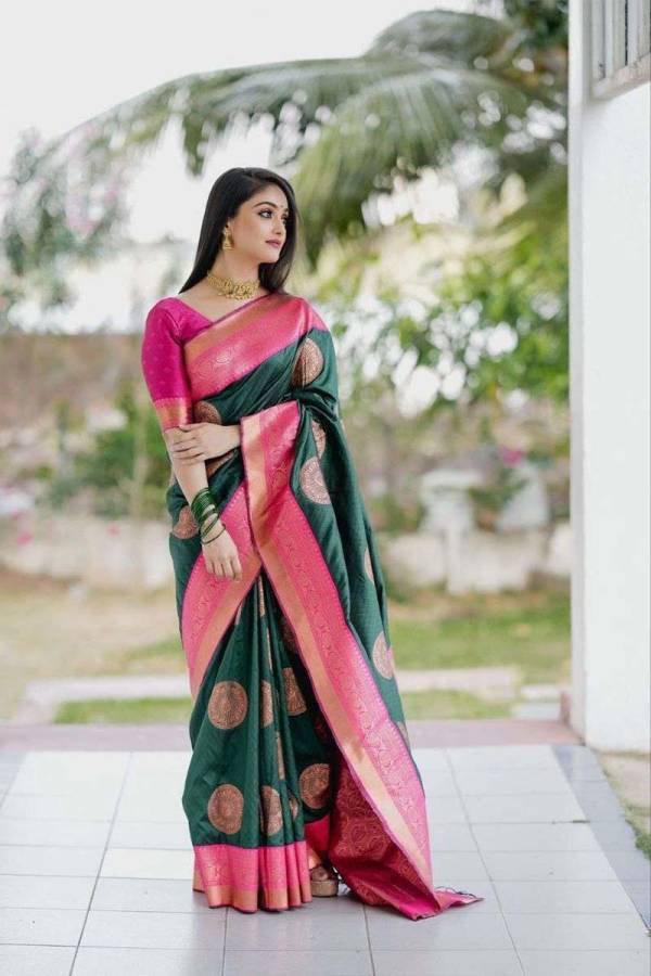 Peacock Splendor desing saree & Rich Pallu with Pink Heavy Border Saree  in Surat