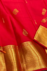 Peacock Zari Butta Banarasi Soft Silk Saree with Heavy Gold Pallu in Violet Blue and Red  in Surat