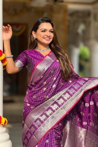 Pichwai Concept Soft Silk Saree with Elephant, Unicorn and Peacock Zari Motifs in Seven Shades  in Surat
