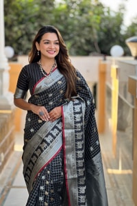 Pichwai Concept Soft Silk Saree with Elephant, Unicorn and Peacock Zari Motifs in Seven Shades  in Surat