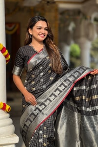 Pichwai Concept Soft Silk Saree with Elephant, Unicorn and Peacock Zari Motifs in Seven Shades  in Surat