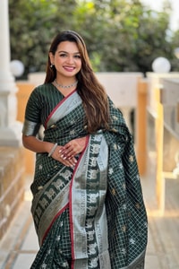 Pichwai Concept Soft Silk Saree with Elephant, Unicorn and Peacock Zari Motifs in Seven Shades  in Surat