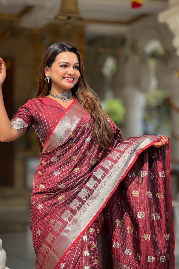 Pichwai Concept Soft Silk Saree with Elephant, Unicorn and Peacock Zari Motifs in Seven Shades  in Surat