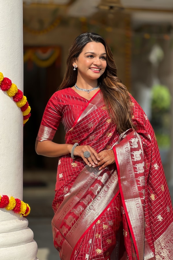 Pichwai Concept Soft Silk Saree with Elephant, Unicorn and Peacock Zari Motifs in Seven Shades  in Surat