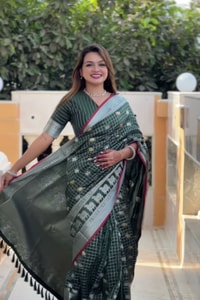 Pichwai Concept Soft Silk Saree with Elephant, Unicorn and Peacock Zari Motifs in Seven Shades  in Surat video 2