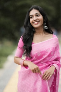 Pink Saree with Tonal Woven Floral Jaal and Soft Textured Finish for Day Functions  in Surat