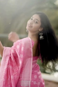 Pink Saree with Tonal Woven Floral Jaal and Soft Textured Finish for Day Functions  in Surat video 1