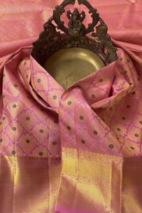 Pink and Purple Banarasi Soft Silk Saree with Zari Jacquard Jaal and Broad Gold Border  in Surat