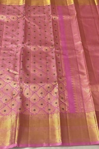 Pink and Purple Banarasi Soft Silk Saree with Zari Jacquard Jaal and Broad Gold Border  in Surat