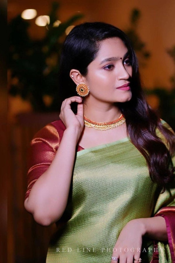 Pista Green Banarasi Soft Silk Saree with Maroon Border and Copper Zari Woven Body  in Surat