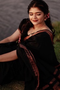 Plain Black Banarasi Soft Silk Saree with Rust Copper Zari Woven Border and Pallu  in Surat