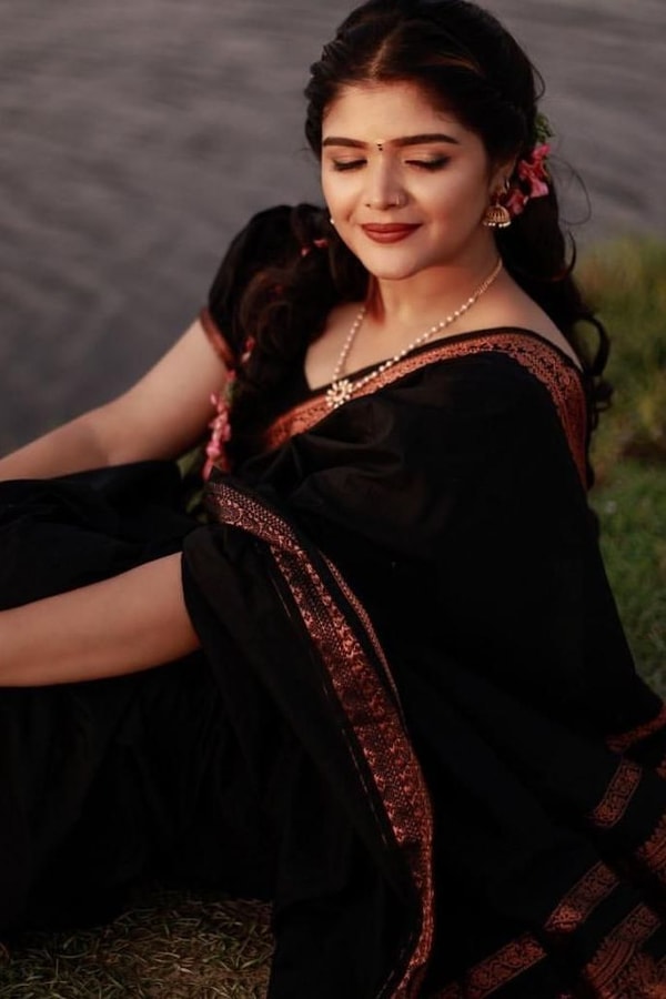 Plain Black Banarasi Soft Silk Saree with Rust Copper Zari Woven Border and Pallu  in Surat