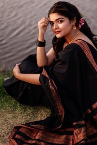 Plain Black Banarasi Soft Silk Saree with Rust Copper Zari Woven Border and Pallu  in Surat