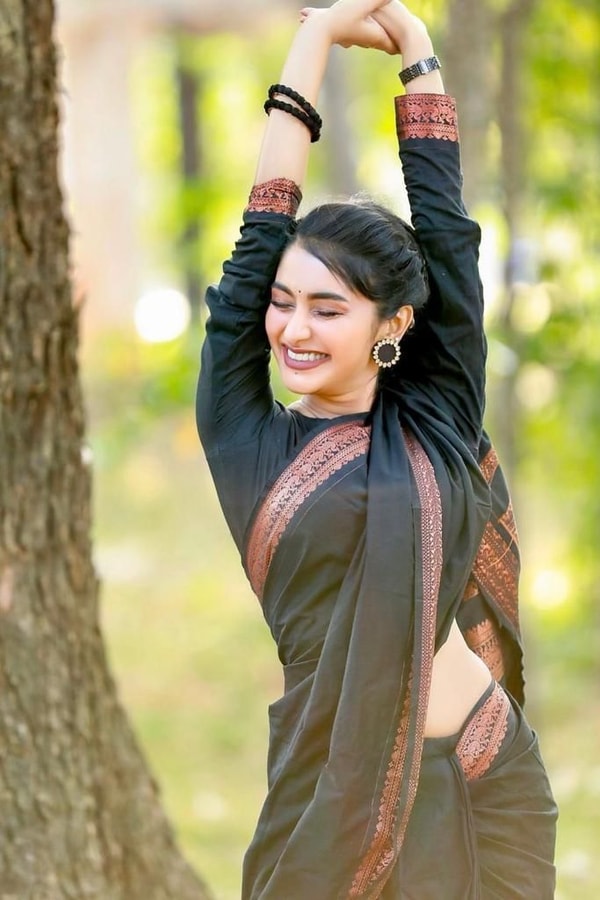 Plain Black Banarasi Soft Silk Saree with Rust Copper Zari Woven Border and Pallu  in Surat