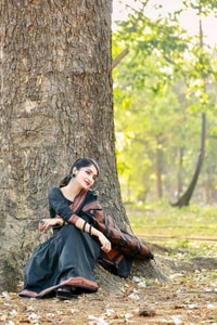 Plain Black Banarasi Soft Silk Saree with Rust Copper Zari Woven Border and Pallu  in Surat