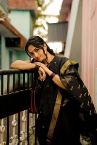 Plain Body Saree with Wide Gold Zari Border and Pallu in Purple, Black, Green and Red  in Surat