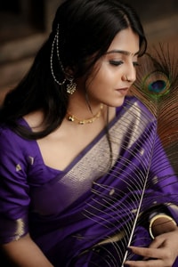 Plain Body Saree with Wide Gold Zari Border and Pallu in Purple, Black, Green and Red  in Surat