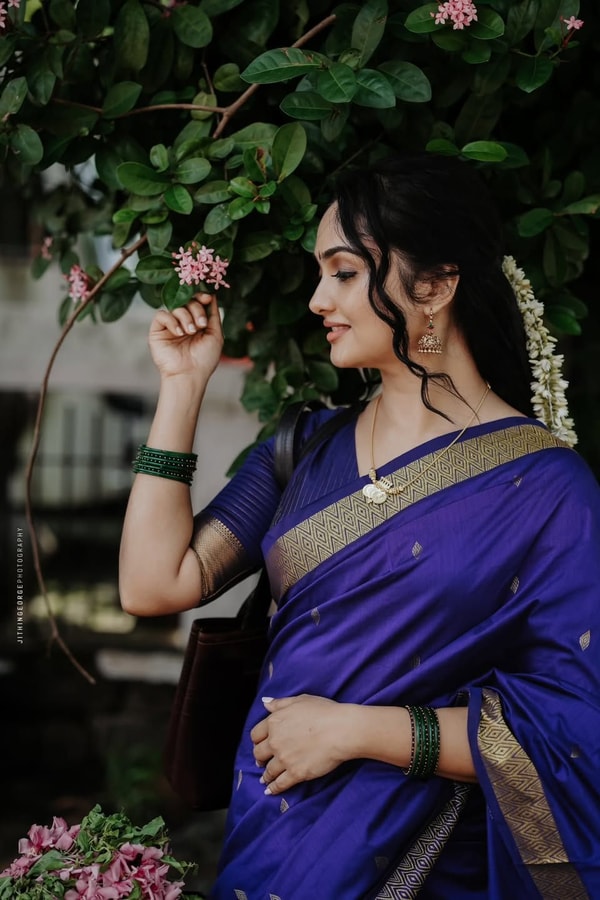 Plain Body Saree with Wide Gold Zari Border and Pallu in Purple, Black, Green and Red  in Surat