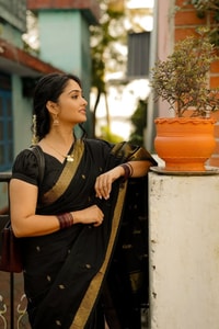 Plain Body Saree with Wide Gold Zari Border and Pallu in Purple, Black, Green and Red  in Surat