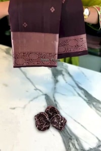 Plum Banarasi Soft Silk Saree with Tiny Zari Dots and Rose-Copper Checked Pallu  in Surat video 1