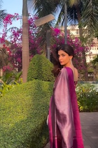 Plum Magenta Shimmer Banarasi Soft Silk Saree with Silver Zari Border and Tissue-Look Pallu  in Surat