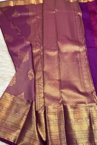 Plum Purple Banarasi Soft Silk Saree with Fine Zari Texture, Gold Buttas and Wide Border  in Surat