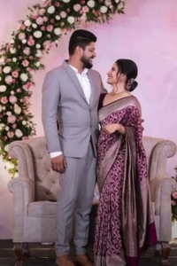Plum Purple Banarasi Soft Silk Saree with Silver Zari Floral Jaal and Silver Woven Border  in Surat video 2