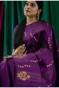 Plum Purple Banarasi Soft Silk Saree with Zari Paisley Buttas and Lavender Pallu  in Surat