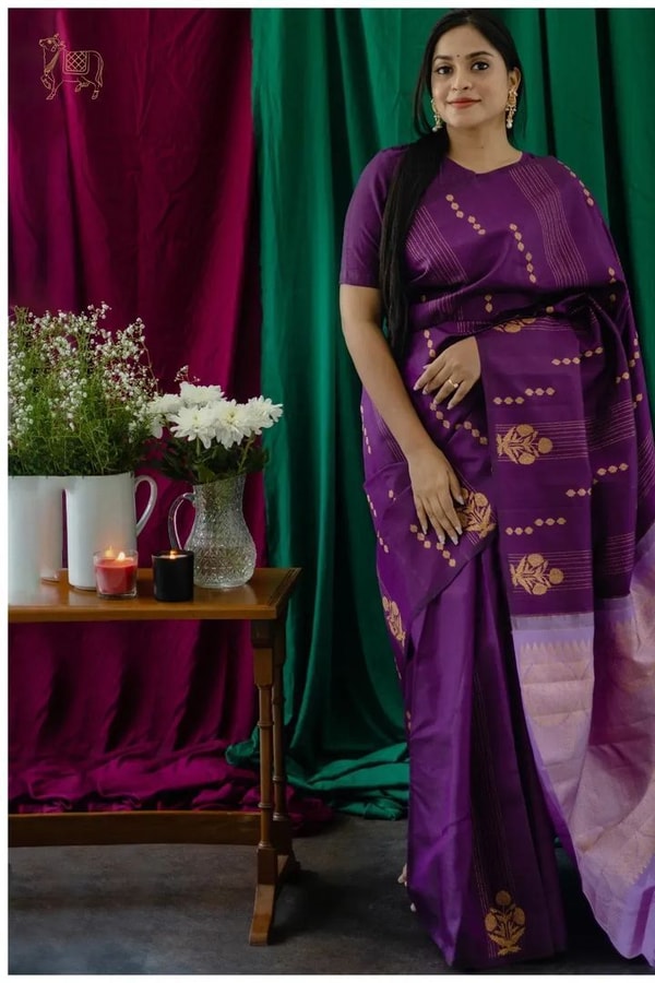 Plum Purple Banarasi Soft Silk Saree with Zari Paisley Buttas and Lavender Pallu  in Surat