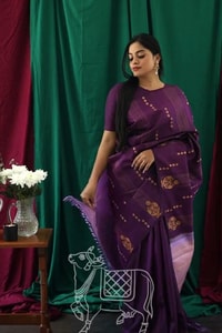 Plum Purple Banarasi Soft Silk Saree with Zari Paisley Buttas and Lavender Pallu  in Surat video 1