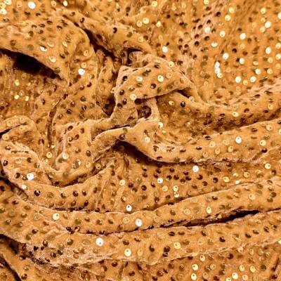 Premium Mustard Gold Sequin Velvet Fabric 7.45 Meter Manufacturers in Dhekiajuli