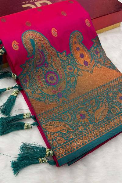Premium Soft Silk Saree with Copper Zari and Contrasting Border in Surat