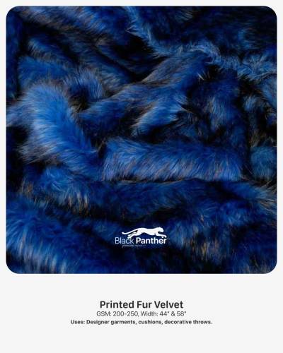 Printed Fur Velvet Fabric GSM 200 to 250 Width 44 and 58 Inch for Garments Cushions Throws in Surat