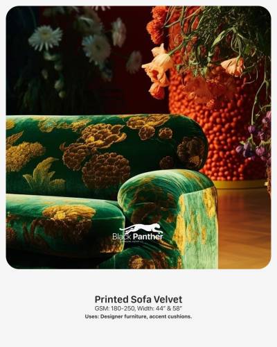 Printed Sofa Velvet Fabric GSM 180 to 250 Width 44 and 58 Inch for Designer Furniture and Cushions in Surat