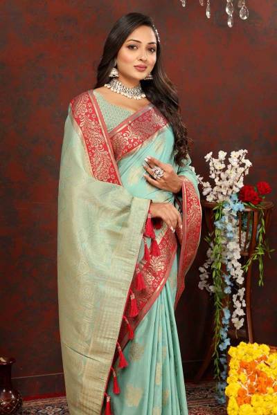 Pure Cotton Silk Saree with Intricate Zari Weaving and Tassel Detail Design Saree Manufacturers in Mumbai